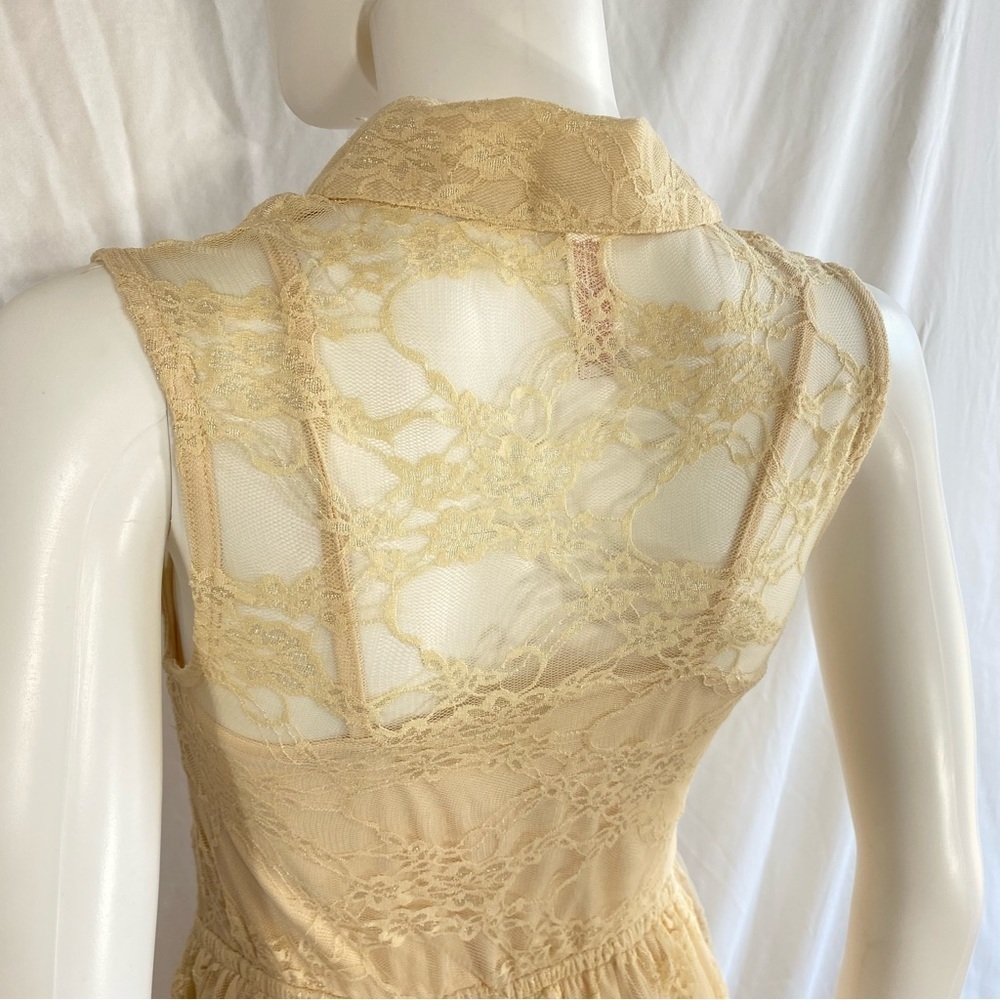No Boundaries Khaki Lace Sleeveless Layered Dress - Picture 6 of 7